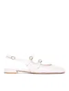 Stuart Weitzman Slingback Leather Ballerina Shoes With Double Buckle Straps In Negro