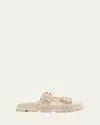 Stuart Weitzman Benni Lace Double-buckle Slide Sandals