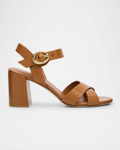 STUART WEITZMAN BENNI LEATHER CRISSCROSS ANKLE-STRAP SANDALS