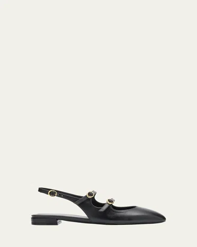 STUART WEITZMAN BENNI LEATHER MARY JANE BALLERINA FLATS