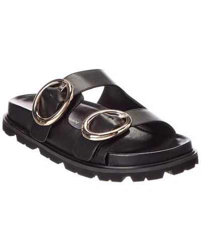 Stuart Weitzman Benni Leather Sport Slide In Black