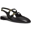 Stuart Weitzman Buckle Cut-out Leather Slingback Ballerina Shoes