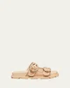 STUART WEITZMAN BENNI MESH LEATHER DUAL-STRAP SPORT SLIDE SANDALS