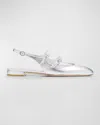 Stuart Weitzman Benni Metallic Mary Jane Ballerina Flats In Silver