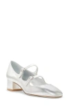 Stuart Weitzman Benni Metallic Mary Jane Pumps In Silver