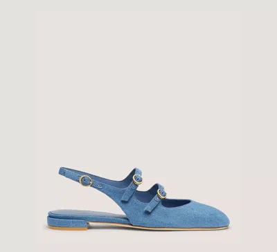 Stuart Weitzman Benni Mj Slingback Flats & Loafers In Washed Blue Denim