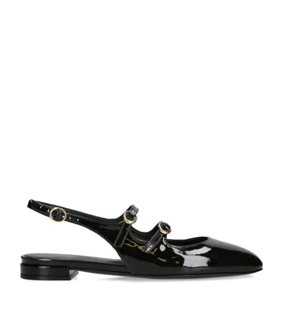 Stuart Weitzman Black Slingback Ballet Shoes With Crystal Embellishment In Patent Leather Woman