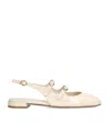 Stuart Weitzman Benni Leather Mary Jane Ballerina Flats In White