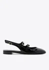 Stuart Weitzman Benni Patent Leather Slingback Flats In Black