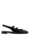 Stuart Weitzman Benni Patent Leather Slingback Flats In Black