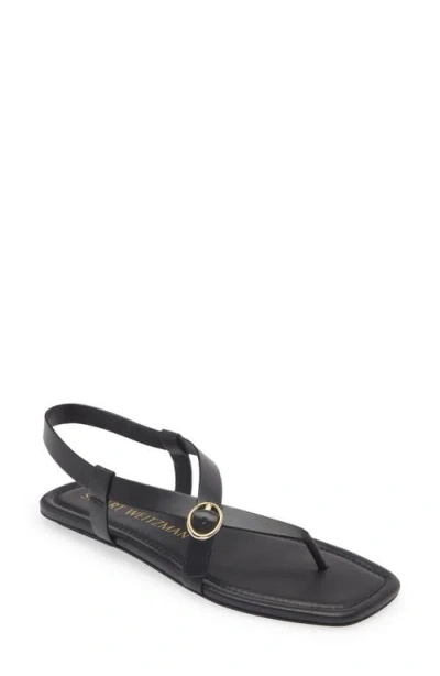 Stuart Weitzman Benni Slingback Flat Sandal In Black
