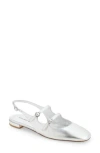 Stuart Weitzman Benni Metallic Mary Jane Ballerina Flats In Silver