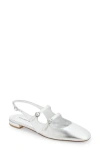 Stuart Weitzman Benni Metallic Mary Jane Ballerina Flats In Silver