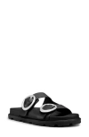 Stuart Weitzman Benni Leather Dual-strap Sport Slide Sandals In Black