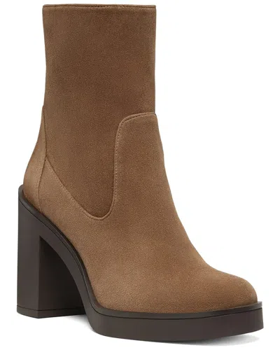 Stuart Weitzman Bethenny 80 Suede Zip Bootie In Brown