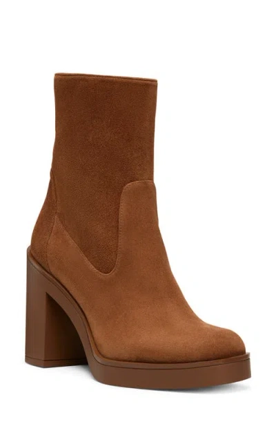 Stuart Weitzman Bethenny 80 Zip Bootie In Coffee Tonal