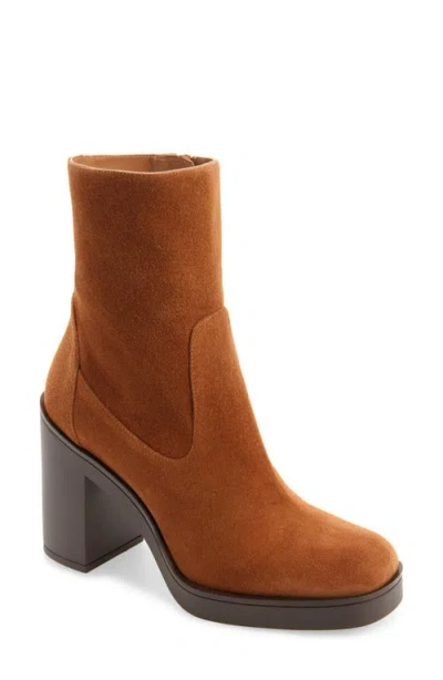 Stuart Weitzman Bethenny 80 Zip Bootie In Doe Sport Suede