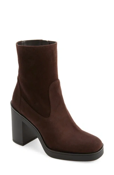 Stuart Weitzman Bethenny 80 Zip Bootie In Hickory Sport Suede