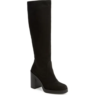 Stuart Weitzman Bethenny Block Heel Tall Boot In Black Sport Suede
