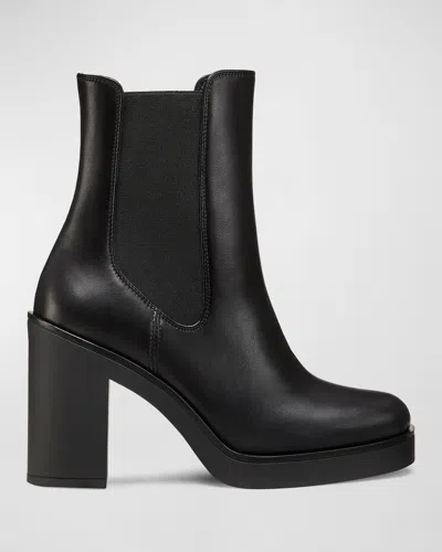 Stuart Weitzman Bethenny Leather Platform Chelsea Booties In Black