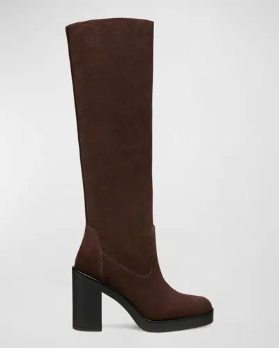 Stuart Weitzman Bethenny Block Heel Tall Boot In Hickory