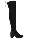 Stuart Weitzman Over The Knee Heeled Boots In Black Suede In Black
