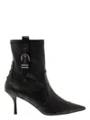 Stuart Weitzman Black Bootie With Buckle Detail And Stiletto Heel In Smooth Leather Woman In Black