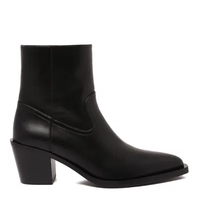 Stuart Weitzman Tate Leather Ankle Boots In Black