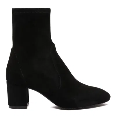 Stuart Weitzman Suede Block Heel Ankle Boots In Black