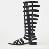 Stuart Weitzman Black Elastic And Leather Gladiator Flat Sandals In Black