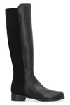 Stuart Weitzman Black Half And Half Leather Stretch Boots For Women In Black