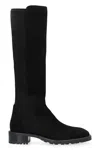 STUART WEITZMAN BLACK LEATHER AND STRETCH FABRIC BOOTS FOR WOMEN