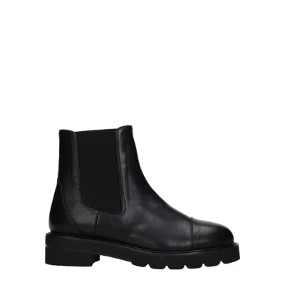 Stuart Weitzman Black Leather Ankle