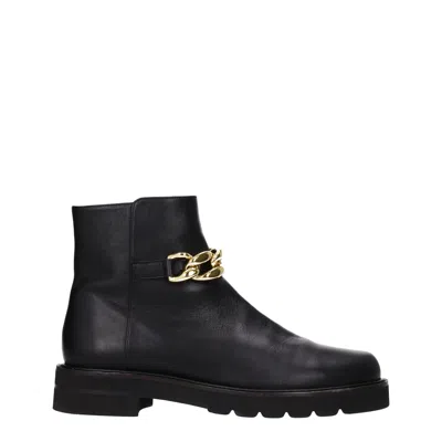 Stuart Weitzman Black Leather Ankle