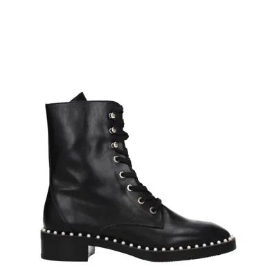 Stuart Weitzman Black Leather Ankle
