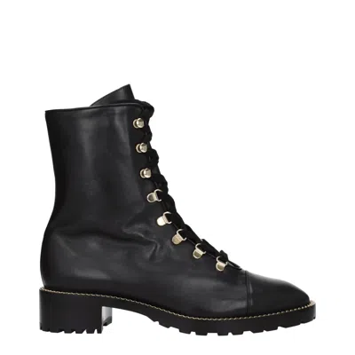Stuart Weitzman Black Leather Ankle