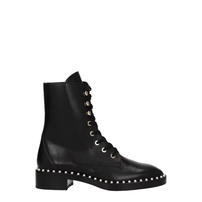 Stuart Weitzman Black Leather Ankle