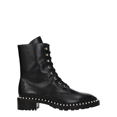 Stuart Weitzman Black Leather Ankle