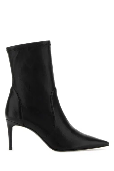STUART WEITZMAN BLACK LEATHER ANKLE BOOTS