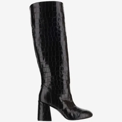 Stuart Weitzman Bethenny Block Heel Tall Boot In Black