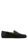 Stuart Weitzman Almond Toe Leather Loafer With Textured Detailing