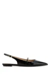 Stuart Weitzman 'emilia' Black Slingback Sandals With Adjustable Strap Closure In Black