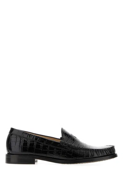 STUART WEITZMAN BLACK LEATHER LOTTIE LOAFERS