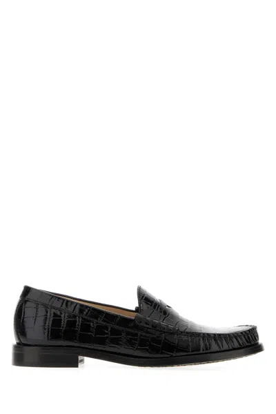 Stuart Weitzman Black Leather Lottie Loafers
