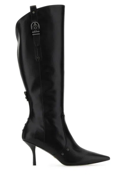 Stuart Weitzman Black Leather Maverick 75 Boots