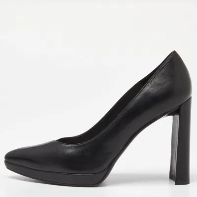 Stuart Weitzman Black Leather Platform Pumps