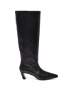 Stuart Weitzman Black Leather Pointed Boots In Black