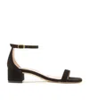 Stuart Weitzman Black Leather Sandals In Black