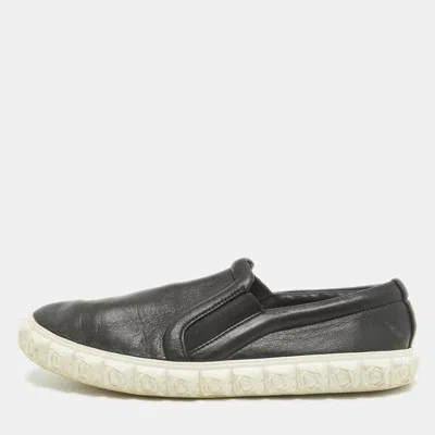 Stuart Weitzman Black Leather Slip On Sneakers