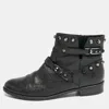 Stuart Weitzman Black Leather Studded Go West Ankle Boots In Black